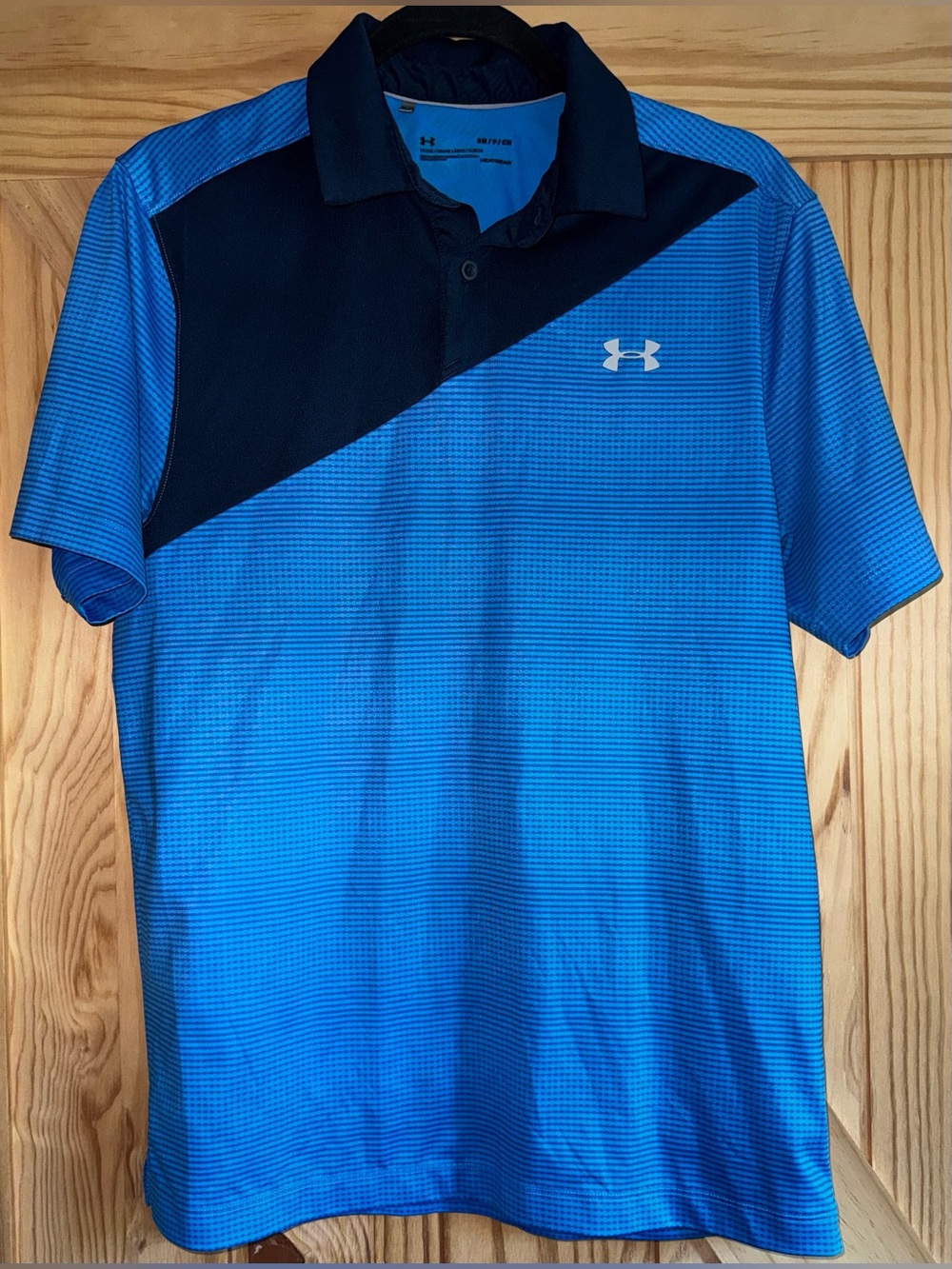 Under Armour Black & Blue Diagonal Colorblock Polo